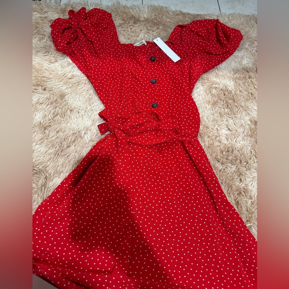 BNWT| Monteau | Red Polka Dot Dress